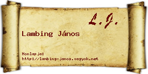 Lambing János névjegykártya